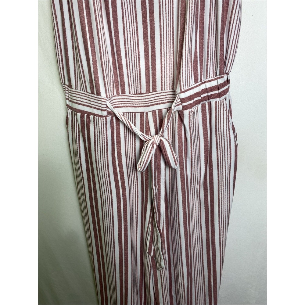 DEREK HEART Women XL Romper Pant Jumpsuit Pink Tank Pockets Striped Costal - Picture 3 of 7